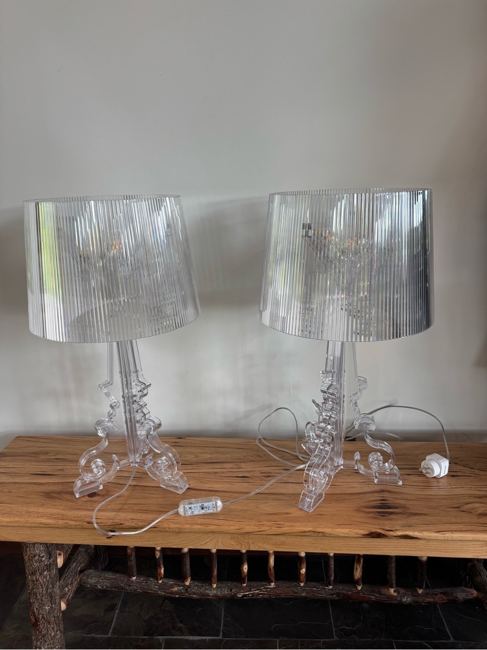 Kartell Clear Ribbed Acrylic Lamps - 2